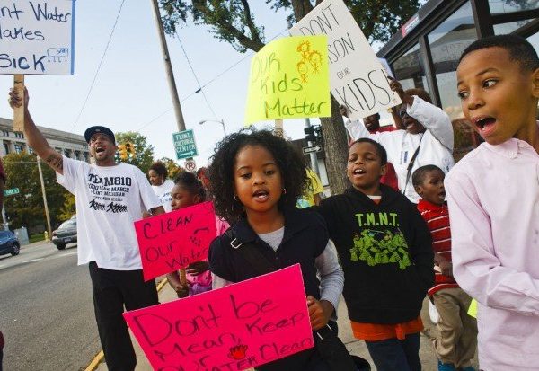 Children protest the state of their unclean water in Flint