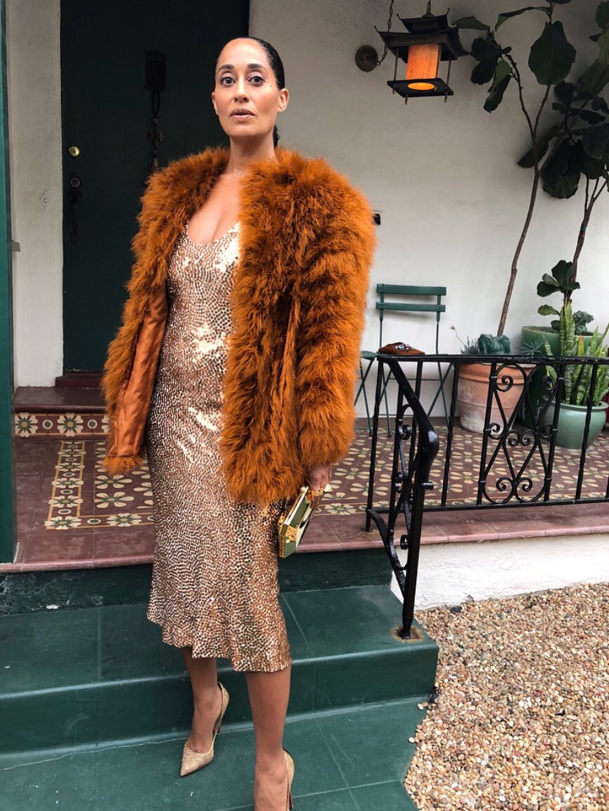 Looks of the Week - January 20th -Tracee Ellis Ross heading to the NAACP Image Awards wearing a Narciso Rodriguez gown with a vintage YSL coat and Tiffany & Co. jewlry with Louboutin heels and a Tyler Ellis clutch. Photo via Instagram @traceeellisross Tracee Ellis Ross heading to the NAACP Image Awards wearing a Narciso Rodriguez gown with a vintage YSL coat and Tiffany & Co. jewlry with Louboutin heels. Photo via Instagram @traceeellisross