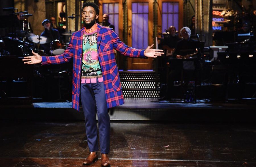 Chadwick Boseman presenting Saturday Night Live - Looks of the Week. April 14th Chadwick Boseman presenting Saturday Night Live