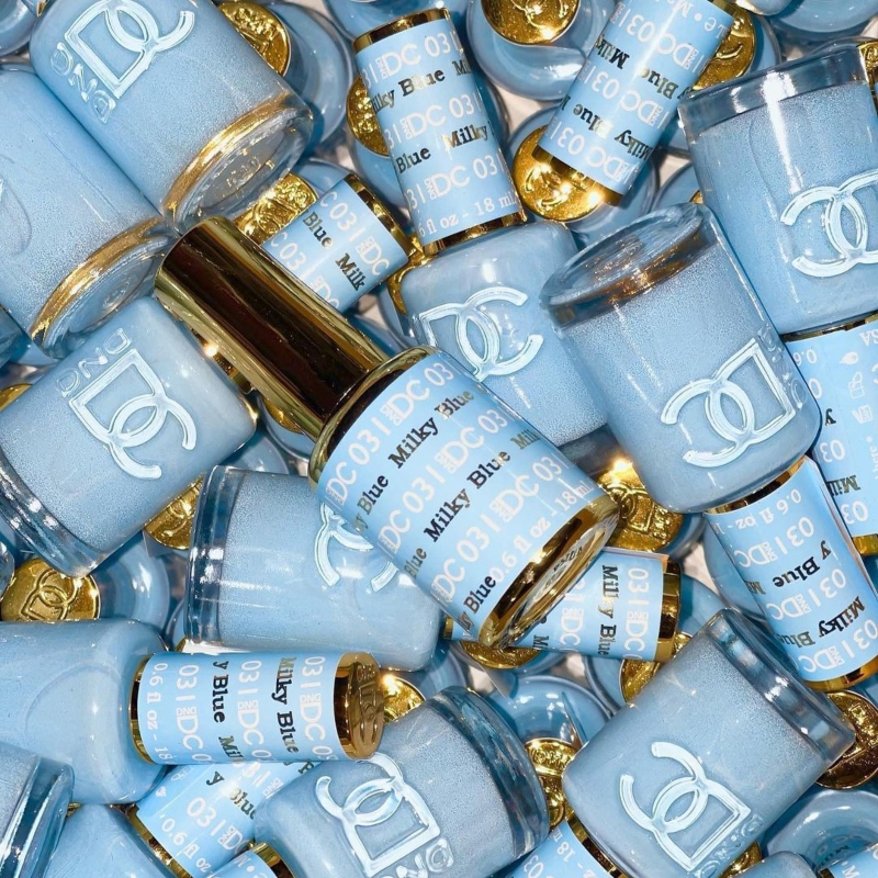 Bottles of baby blue nail polish