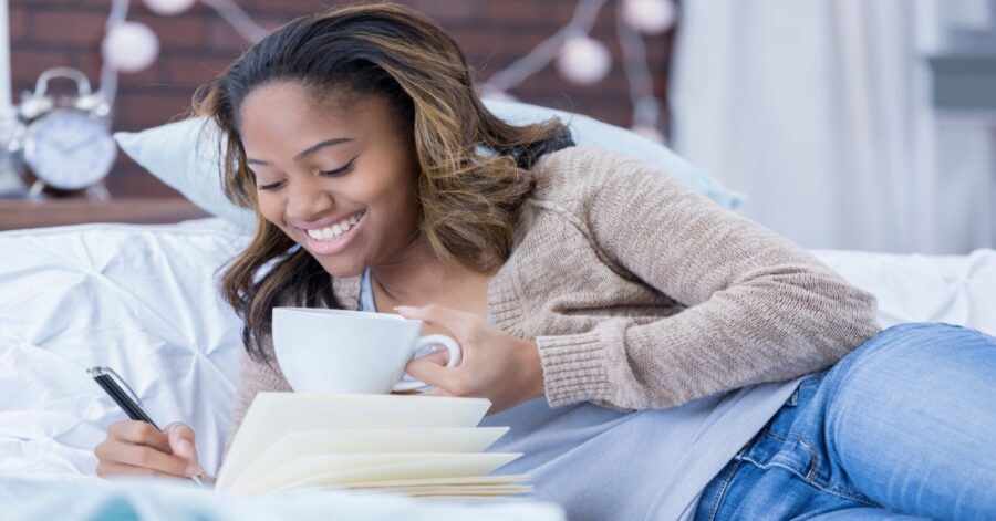 Woman focusing on herself