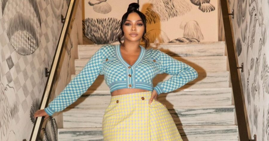 Lala Anthony wearing Versace