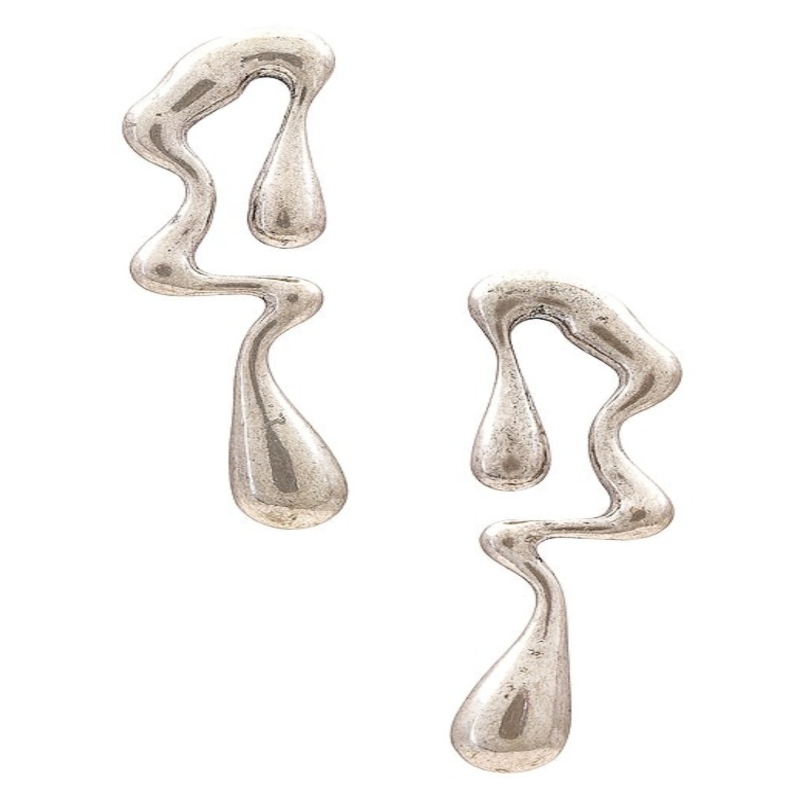 x Nat & Liv Burnished Silver Drop Earrings - Revolve
