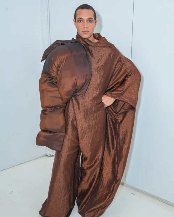 Copper fit with matching bag designed by Joseph McRae.