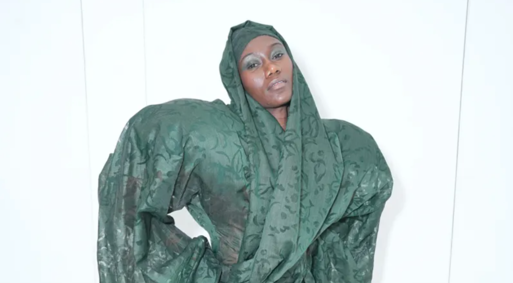 Head to toe emerald look designed by Joseph McRae.