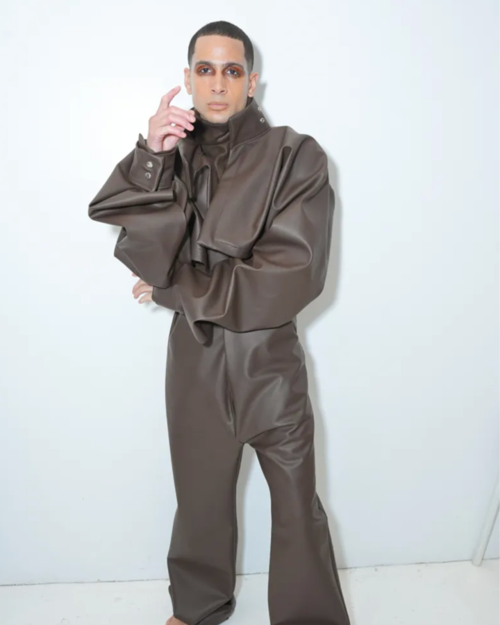 Head to toe chocolate look designed by Joseph McRae.